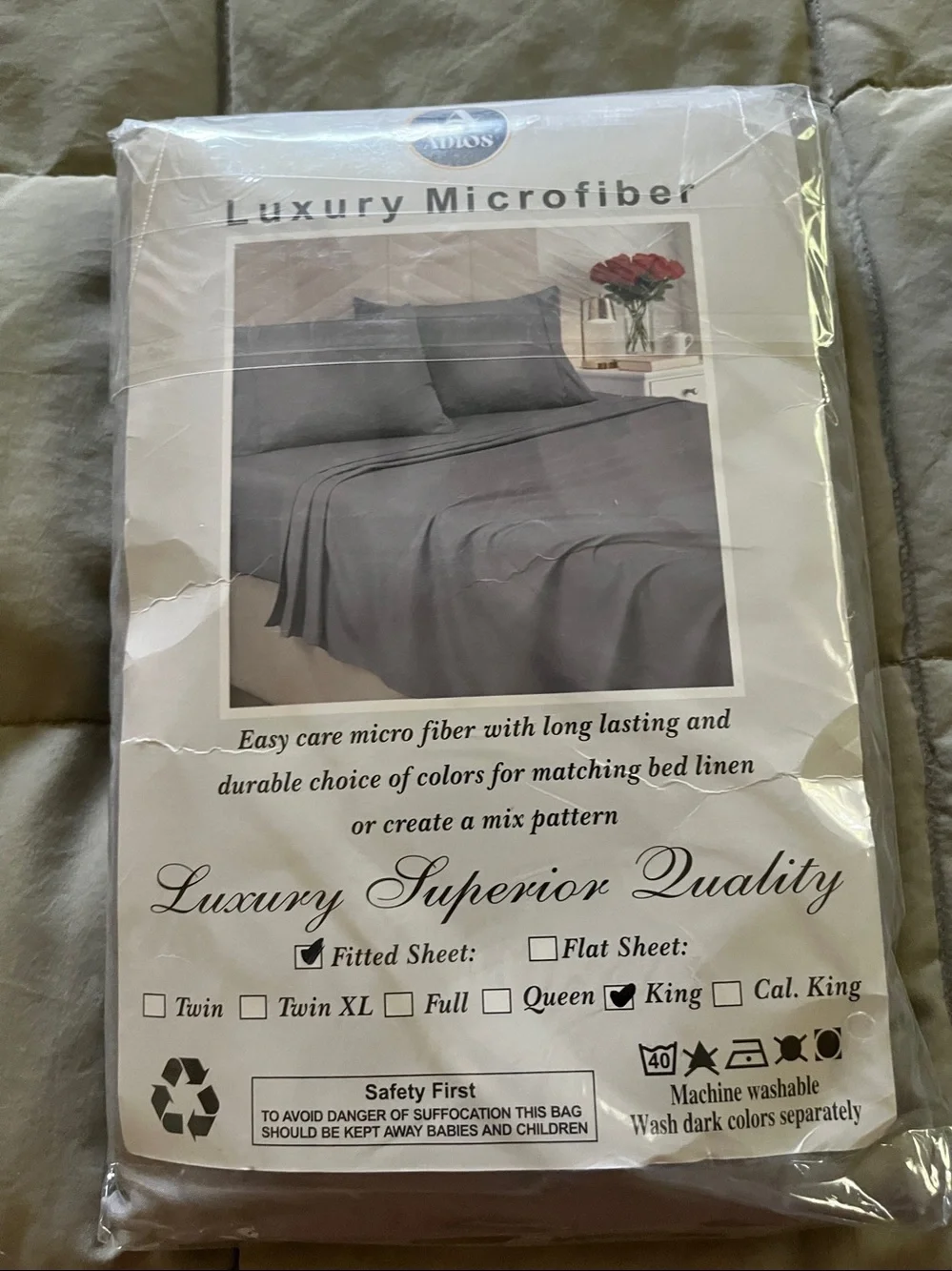 Adios Luxury Microfiber deep pocket Sheet in Gray
